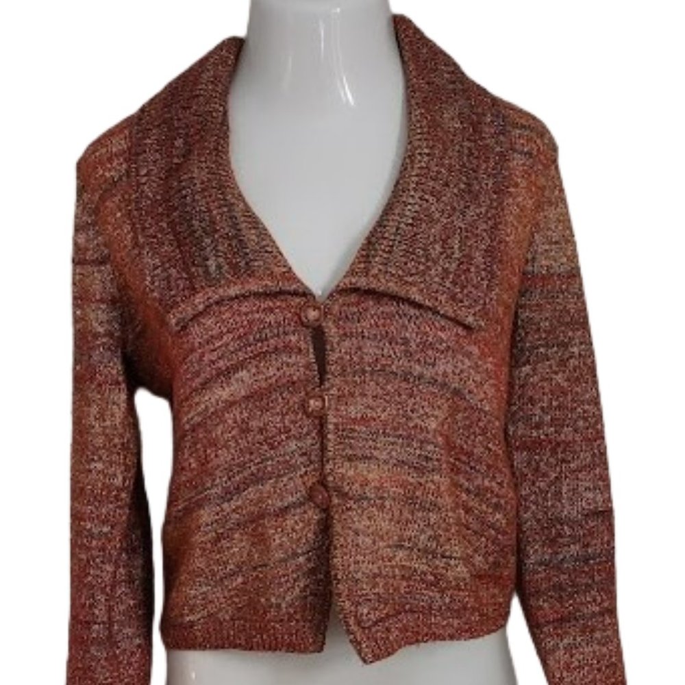 Christopher & Banks Wide Collar Burnt Orange Cardigan Sweater